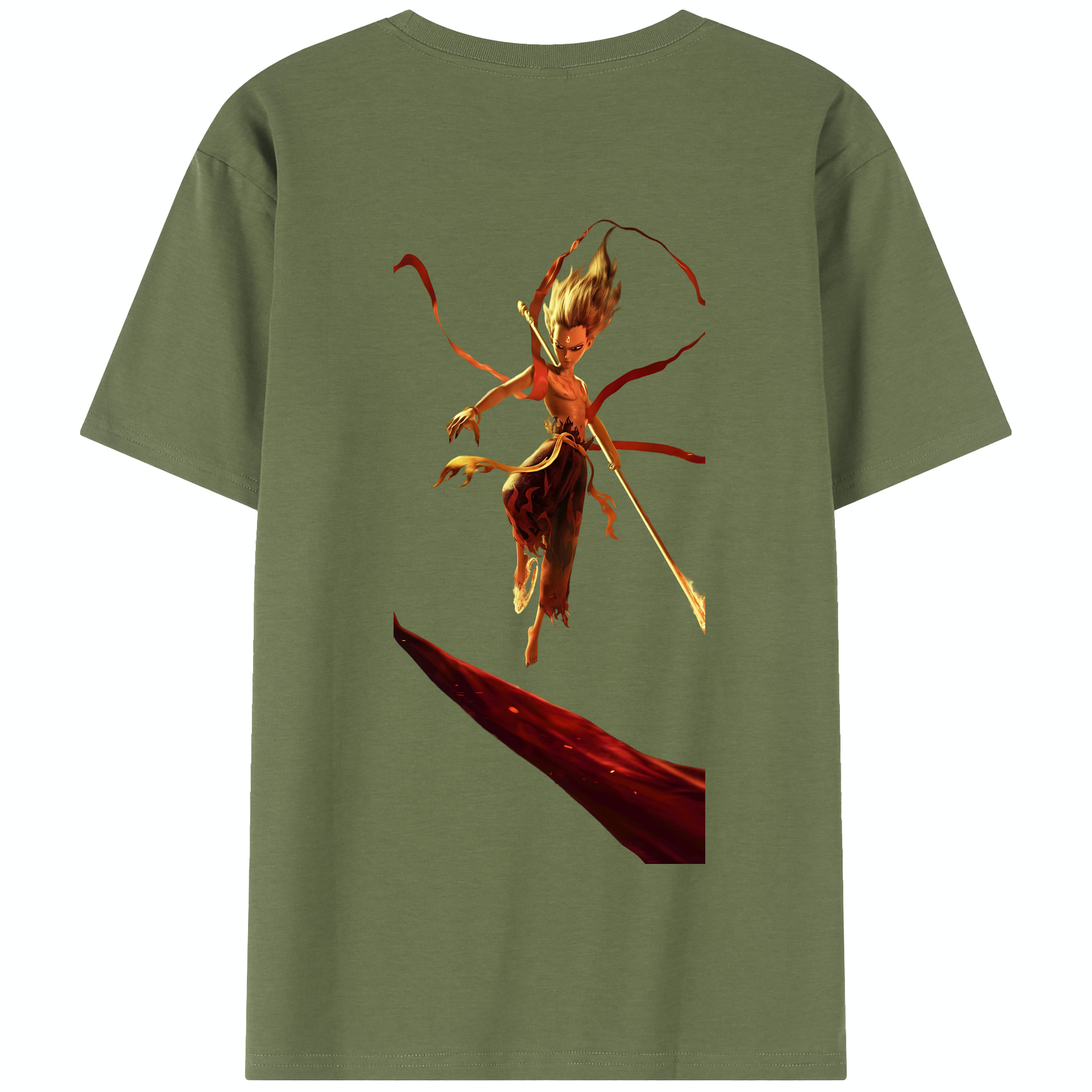 （画像用） Ne Zha 2 ナタ 魔童の大暴れ 綿100％半袖Tシャツ（背面プリント）